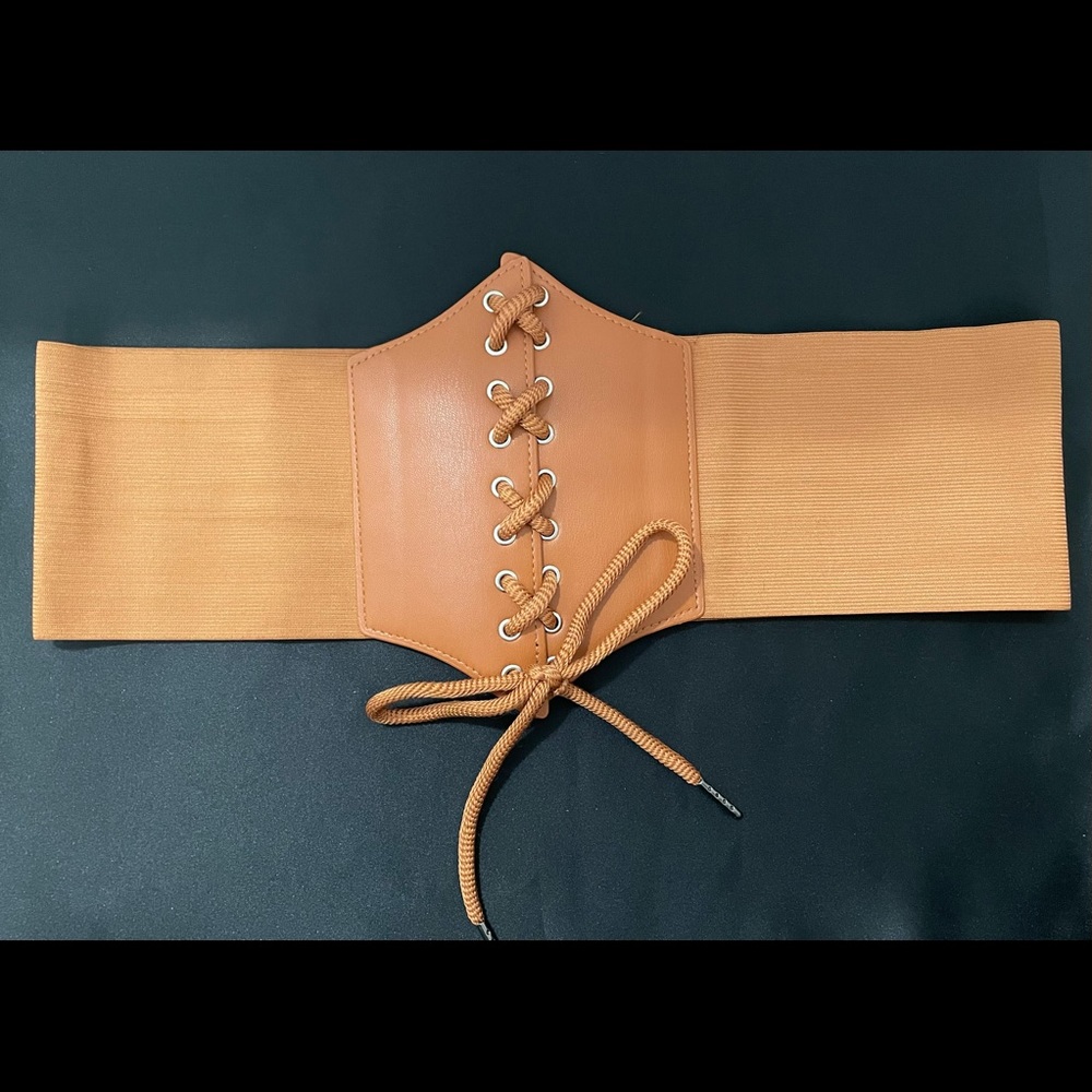 BROWN/FAUX LEATHER CORSET BELT
